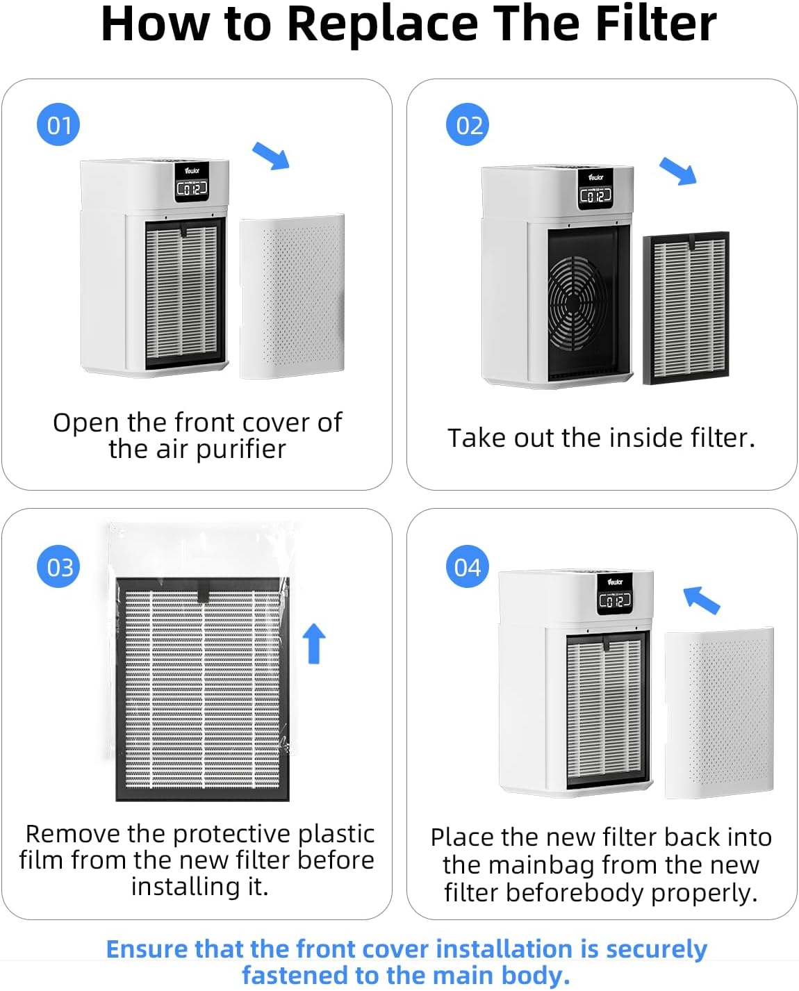 Air Purifier ClearAir-A5 Replacement Filter, VEWIOR H13 True HEPA Air Cleaner Filter (Special for ClearAir-A5 Air Purifier) Vewior