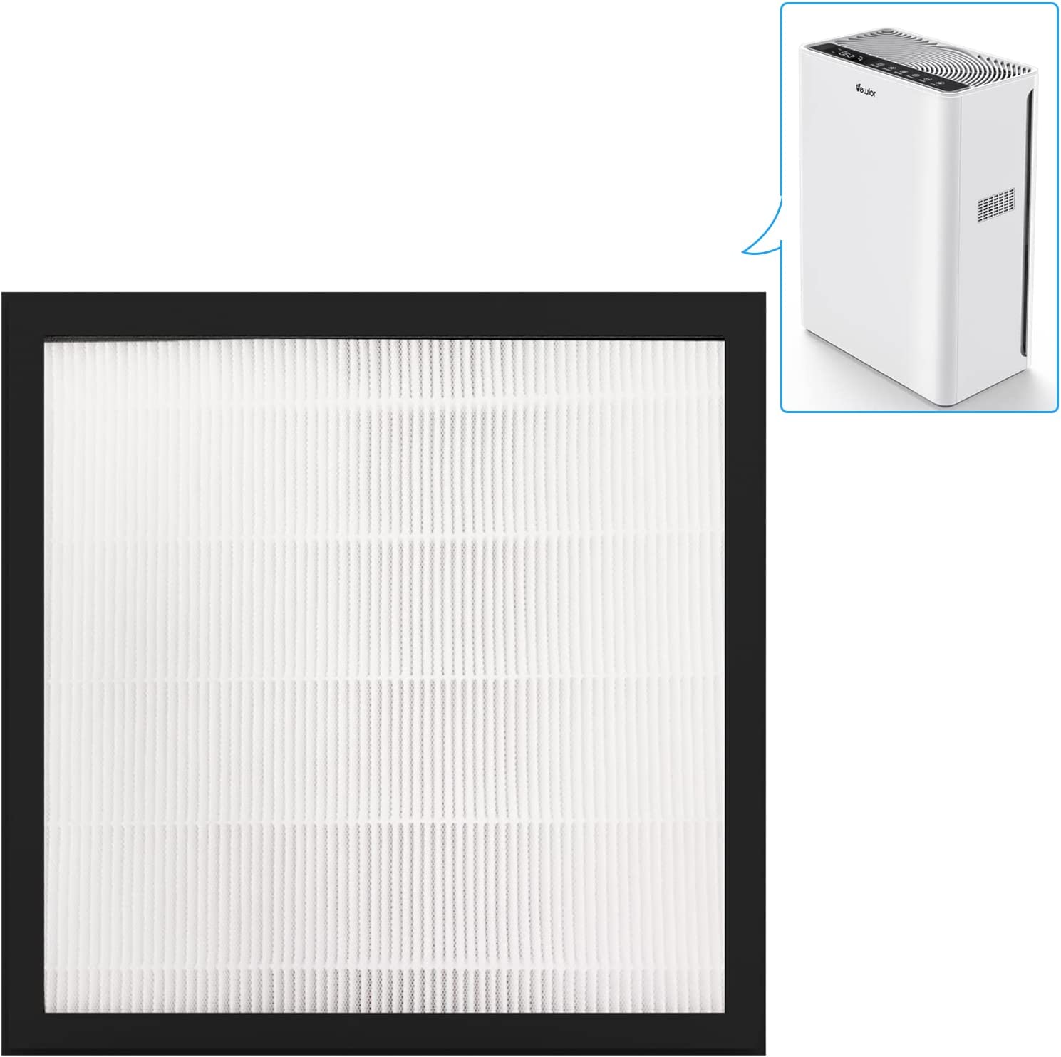 VEWIOR True HEPA Replacement Filter, H13 True HEPA Filter for A3 Air Cleaner Vewior